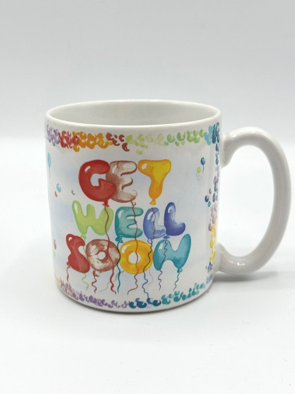 Get Well Soon Mug Balloons 1989 Vintage Ceramic 10oz Coffe Cup Colorful - Picture 10 of 10